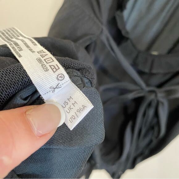 ree People Intimately Ooh Ahh Black Ruffle Lace Bodysuit Tie Back Romantic M - Picture 3 of 10